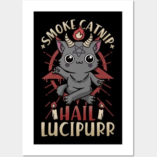 Smoke Catnip Hail Satan - Satanic Symbols Gift Posters and Art